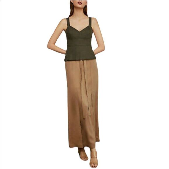 BCBGMAXAZRIA Paper Bag Tie-Waist Midi Maxi Skirt Slits Chestnut XS - Picture 10 of 14